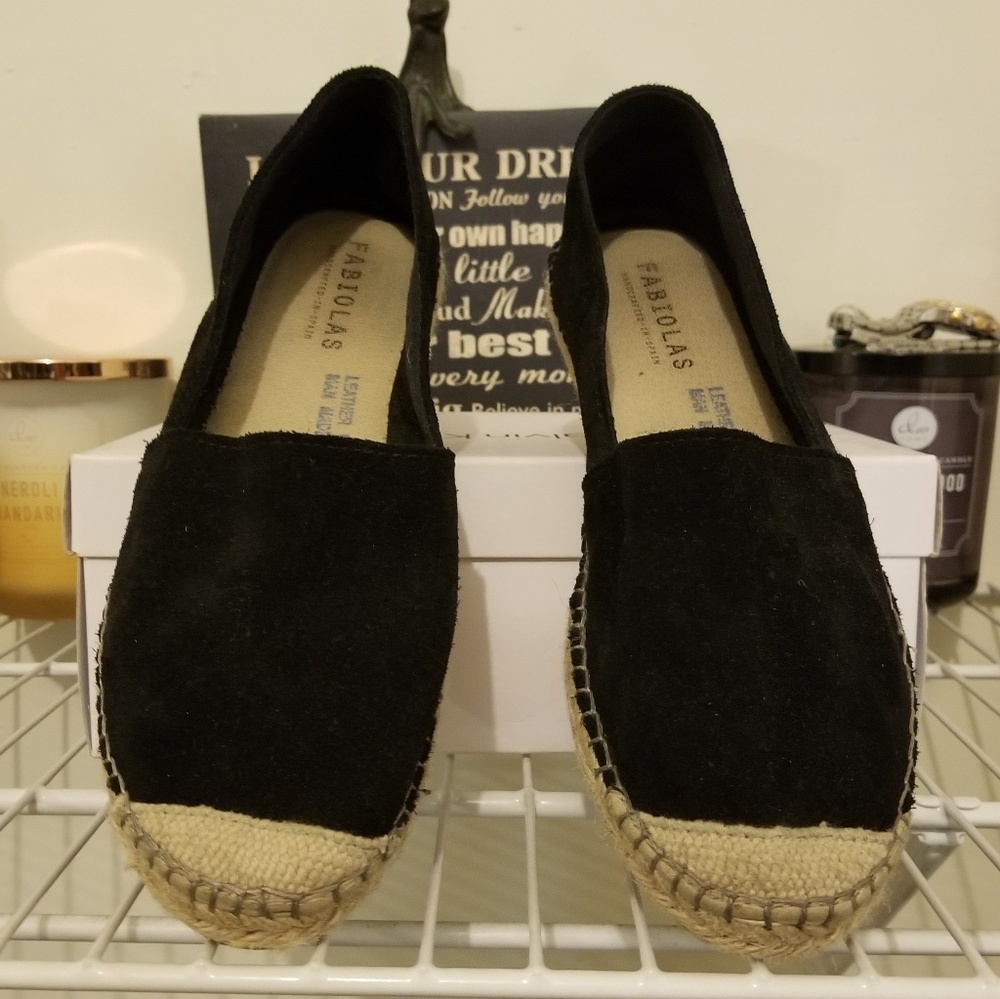 Black suede espadrilles